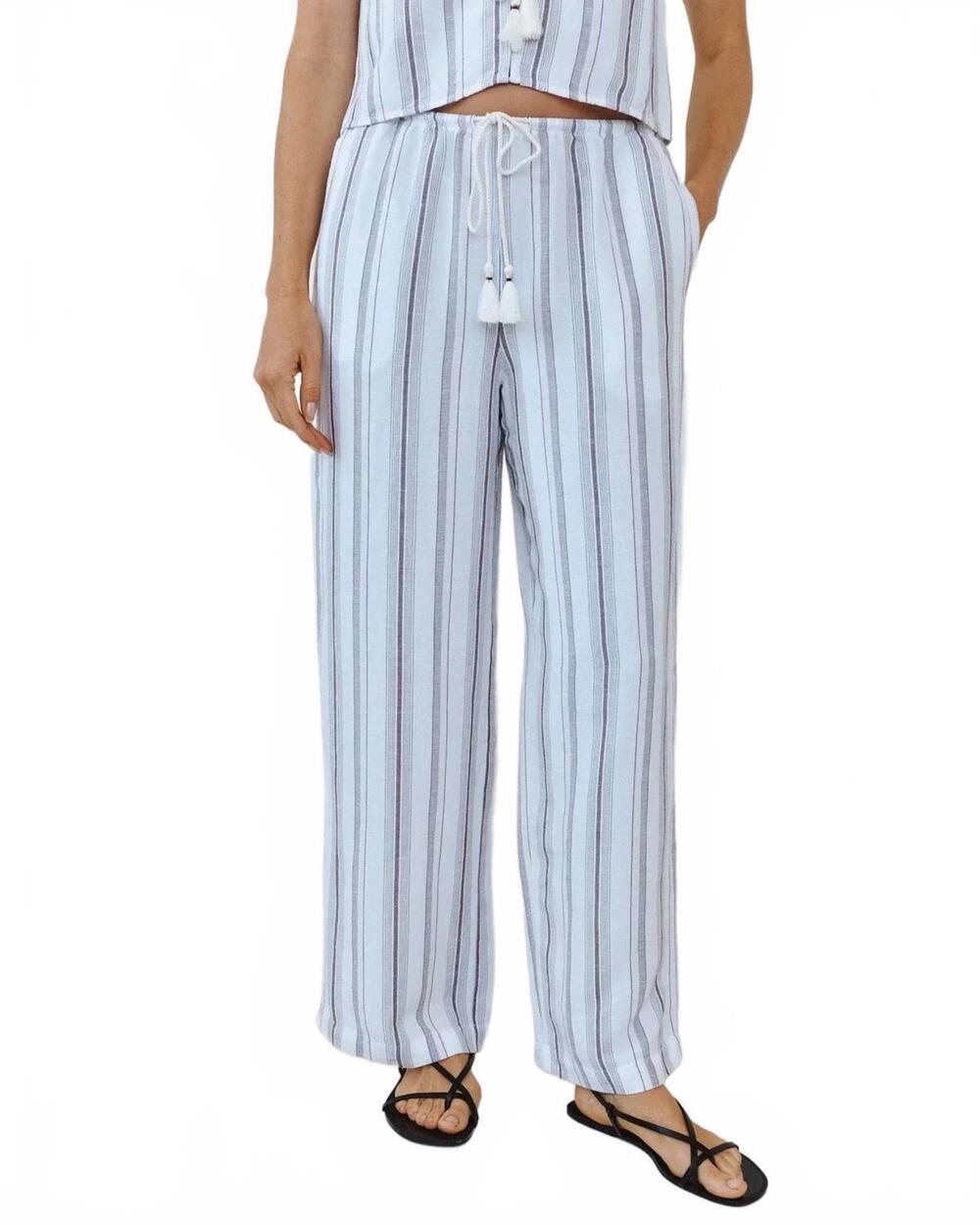 NEW BELLA DAHL beach pants with tassel drawstring in rosewood stripe